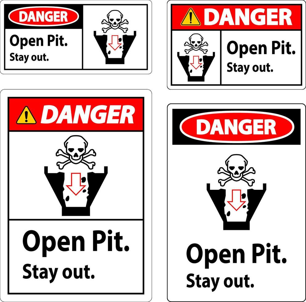 Danger Sign Open Pit, Stay Out vector