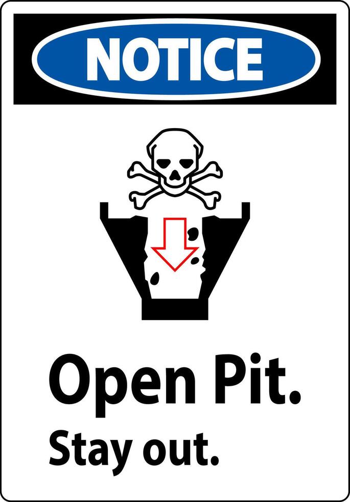 Notice Sign Open Pit, Stay Out vector