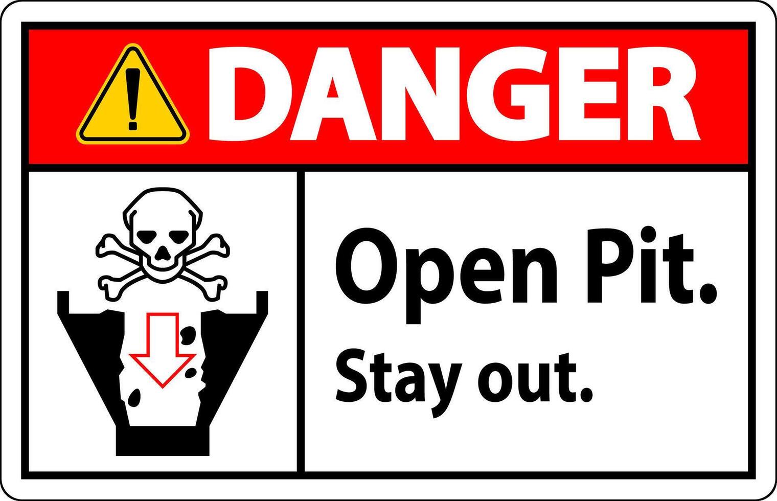 Danger Sign Open Pit, Stay Out vector