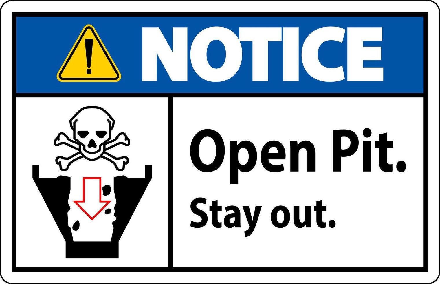 Notice Sign Open Pit, Stay Out vector