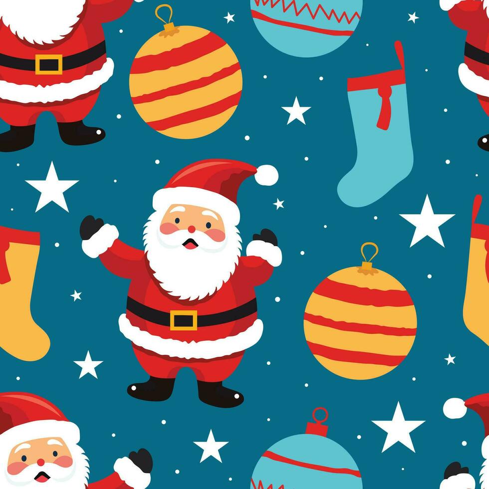 Dress up your designs with our Santa themed vector pattern. Cheerful Christmas elements for a festive touch. Perfect for holiday projects and joyous creations.