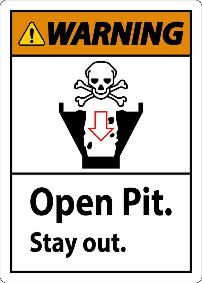 Warning Sign Open Pit, Stay Out vector