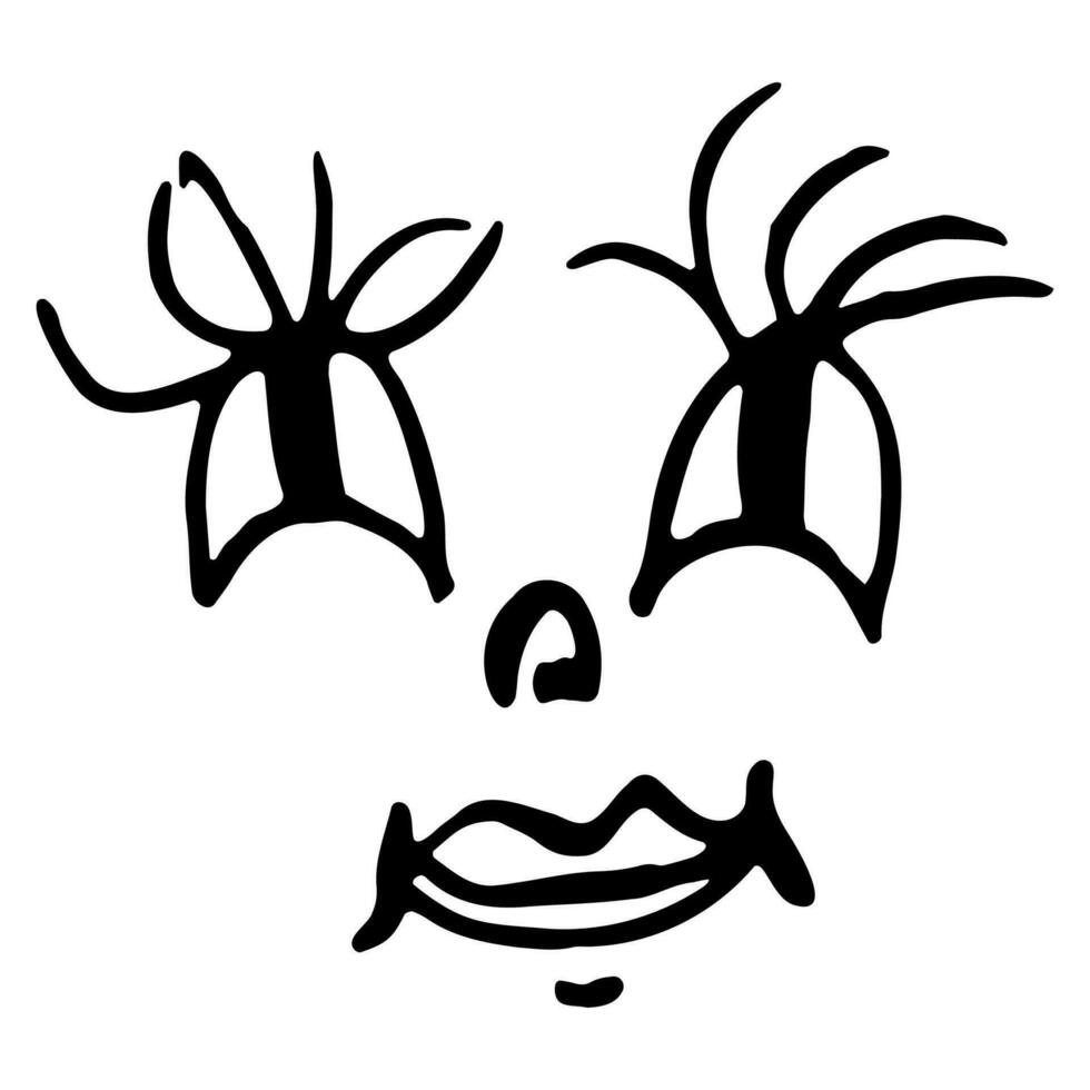 face vector doodle character with big eyes and smile