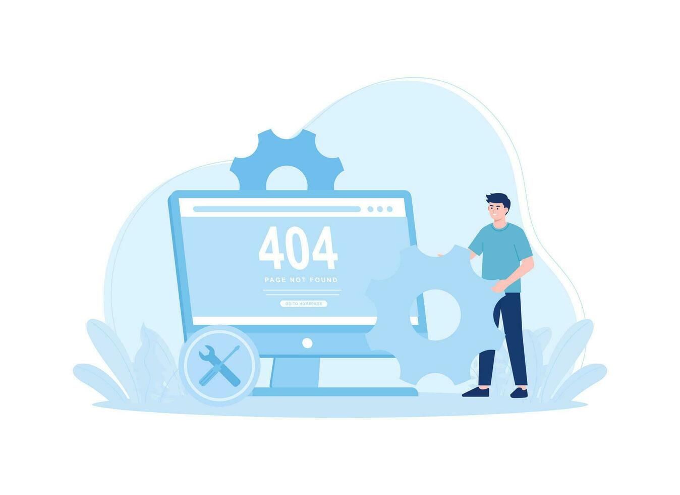 A man is having an error problem on his computer concept flat illustration vector