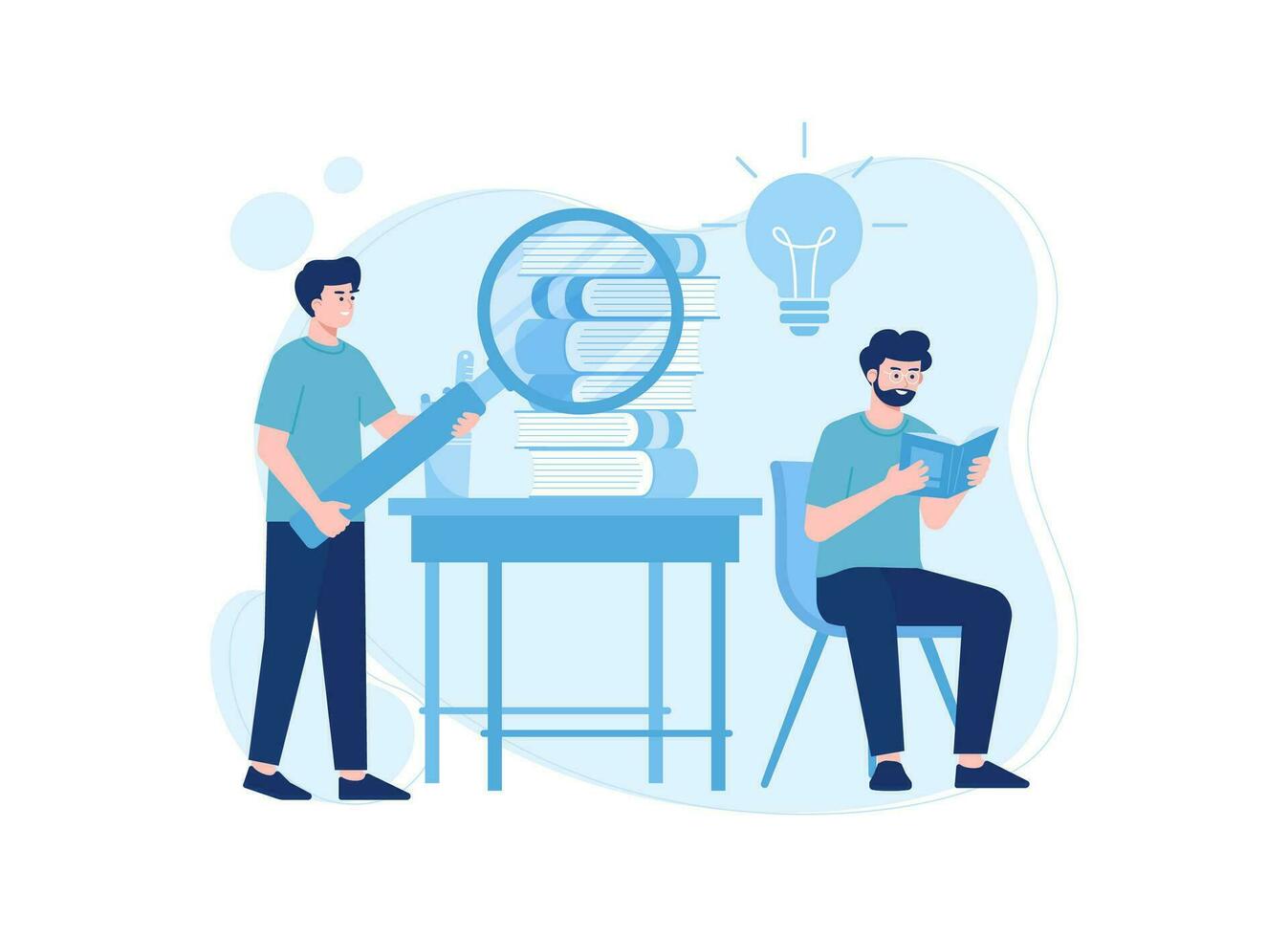 two people are studying concept flat illustration vector