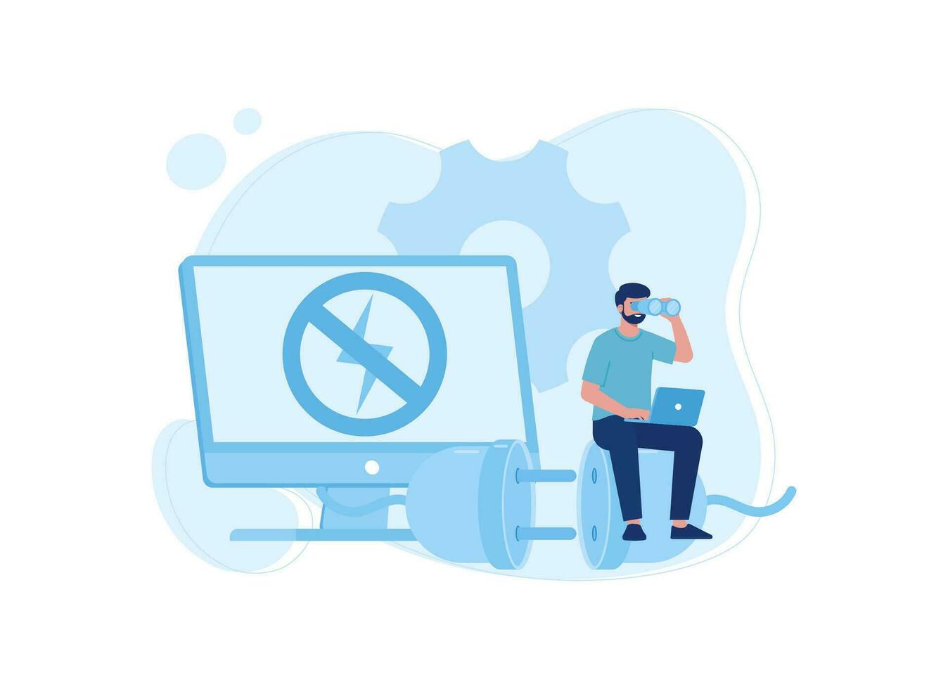 A man runs out of electric resources concept flat illustration vector