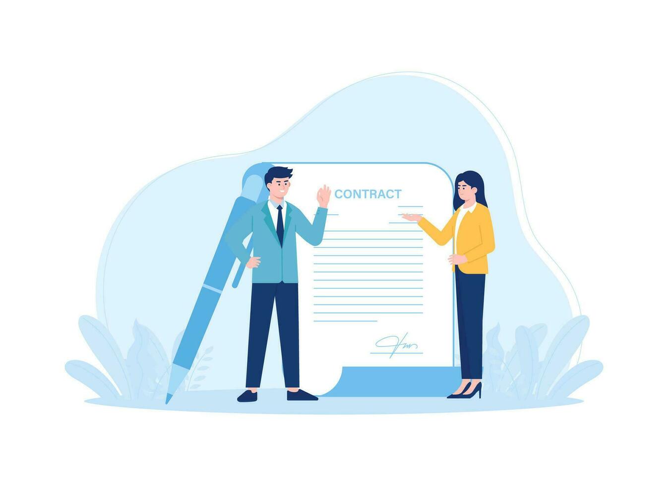 employers sign the contract concept flat illustration vector