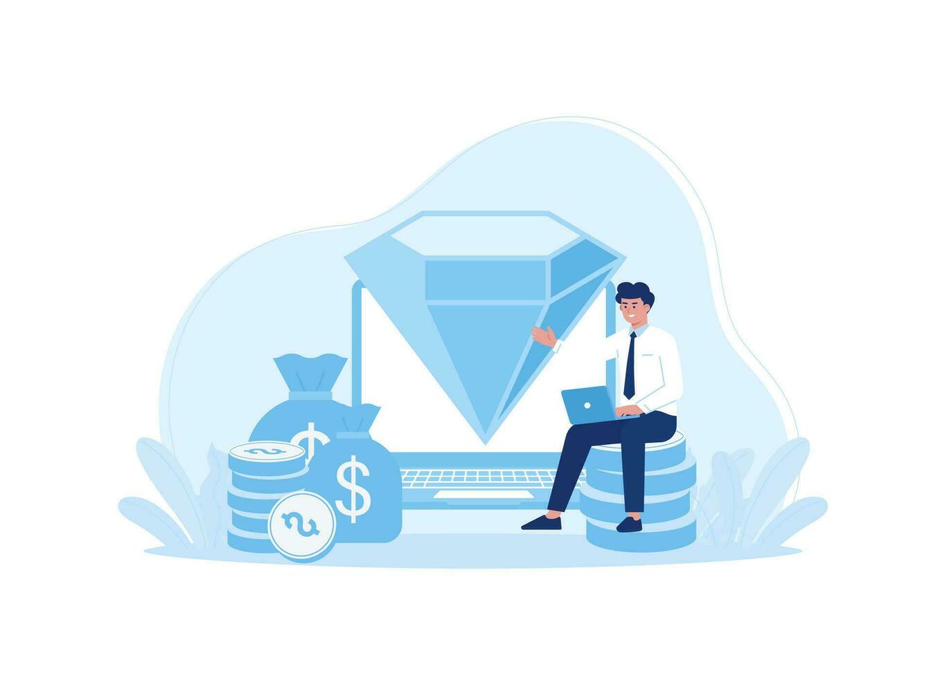 businessman investing money concept flat illustration vector