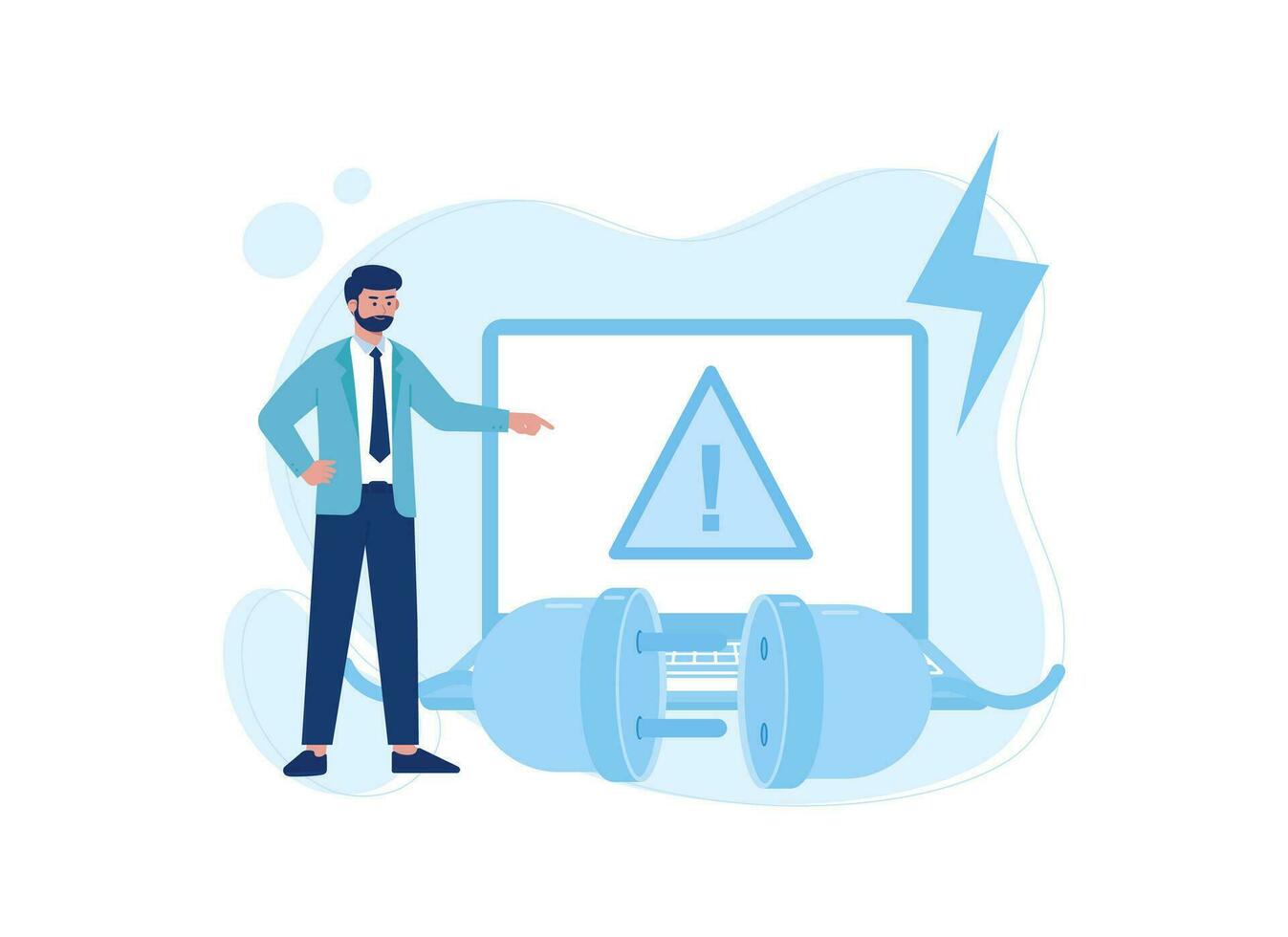 man experiences system error concept flat illustration vector