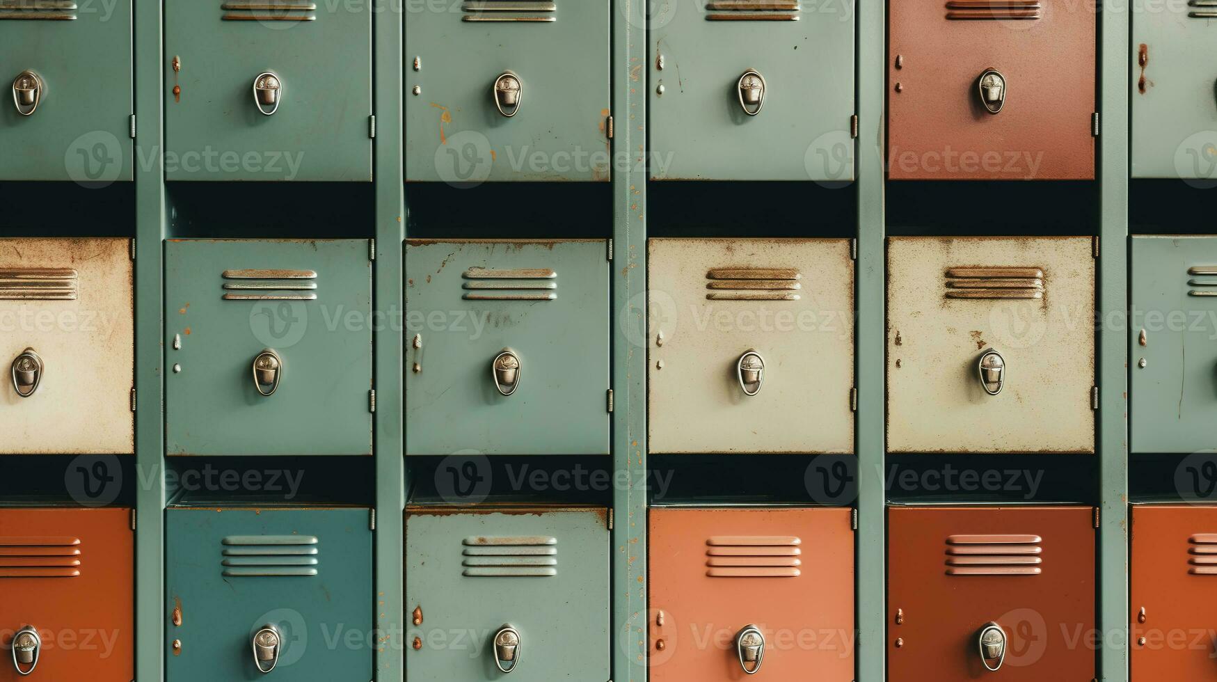 AI generated Generative AI, Row of high school lockers in the hallway, locker room photo
