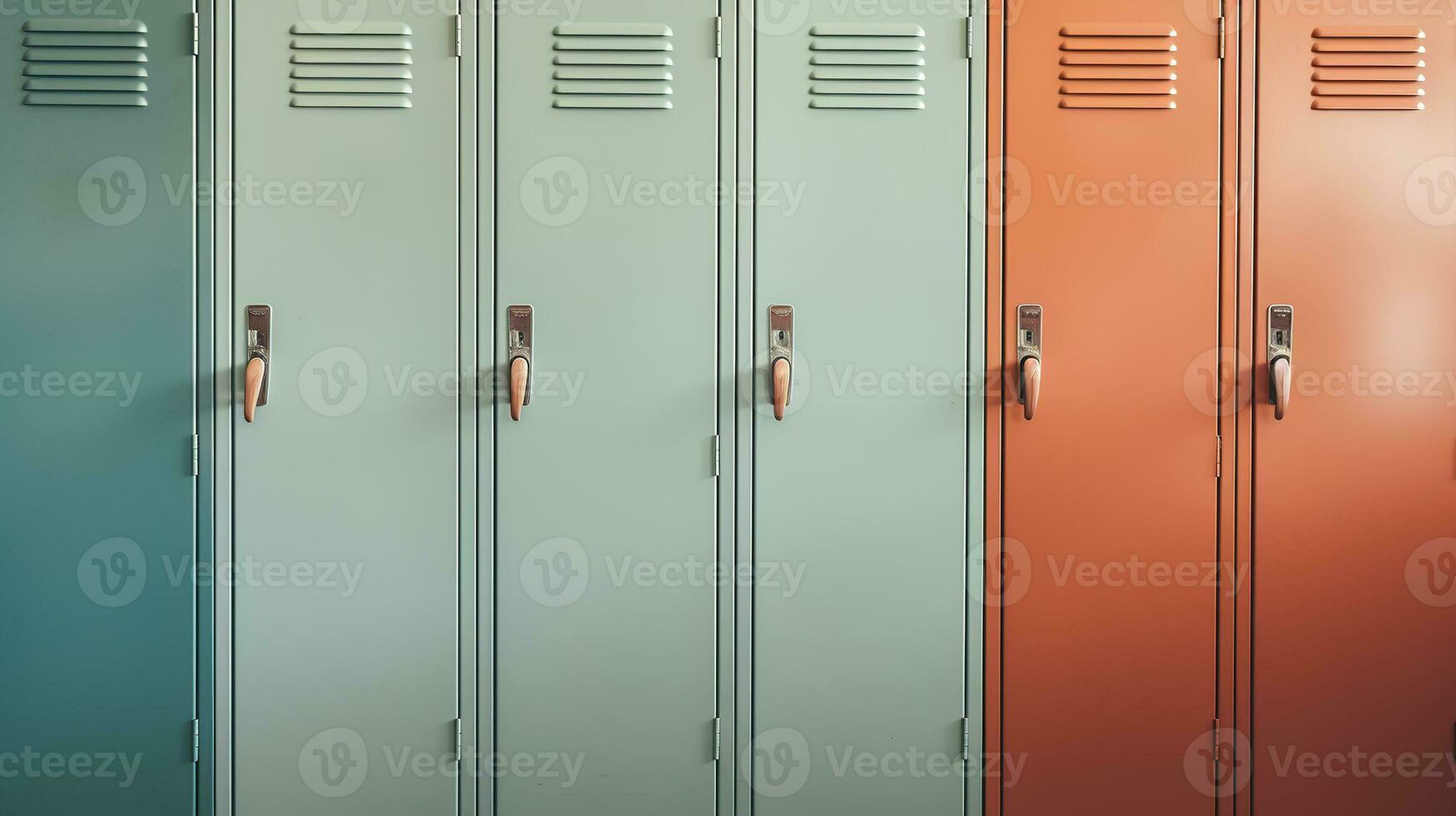 AI generated Generative AI, Row of high school lockers in the hallway, locker room photo