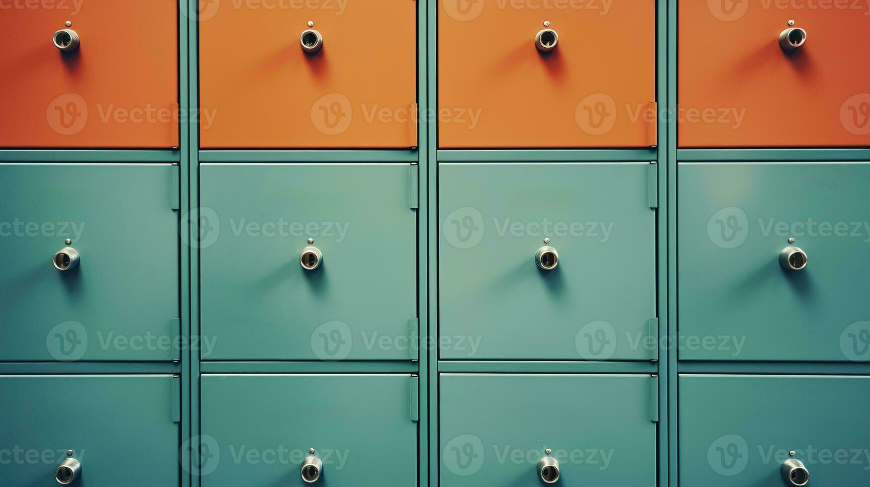 AI generated Generative AI, Row of high school lockers in the hallway, locker room photo