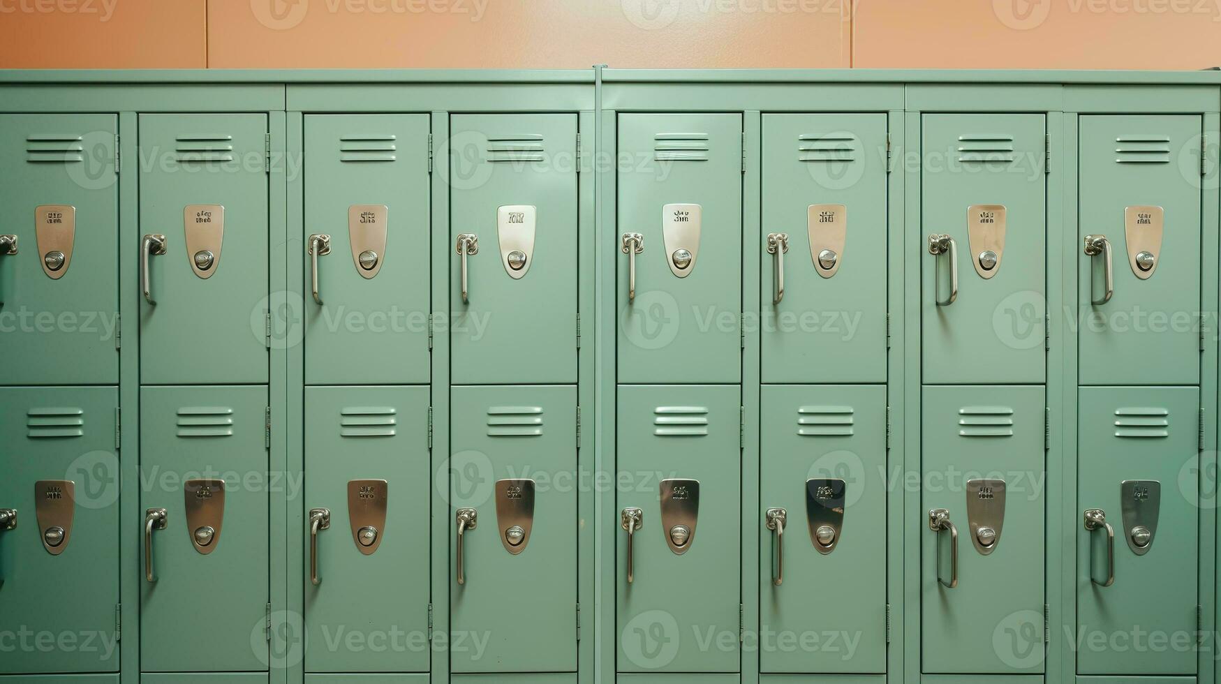 AI generated Generative AI, Row of high school lockers in the hallway, locker room photo