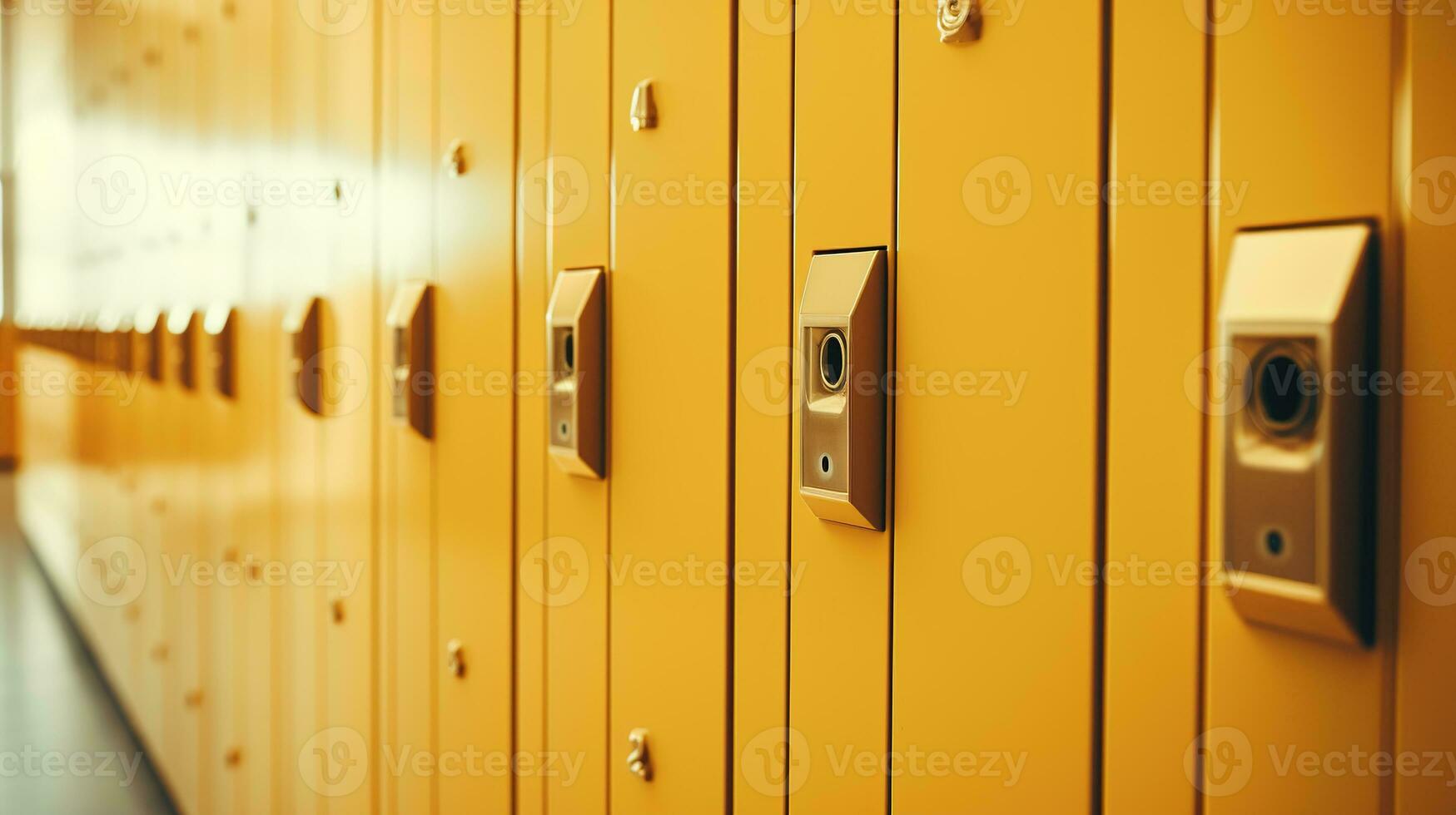 AI generated Generative AI, Row of high school lockers in the hallway, locker room photo