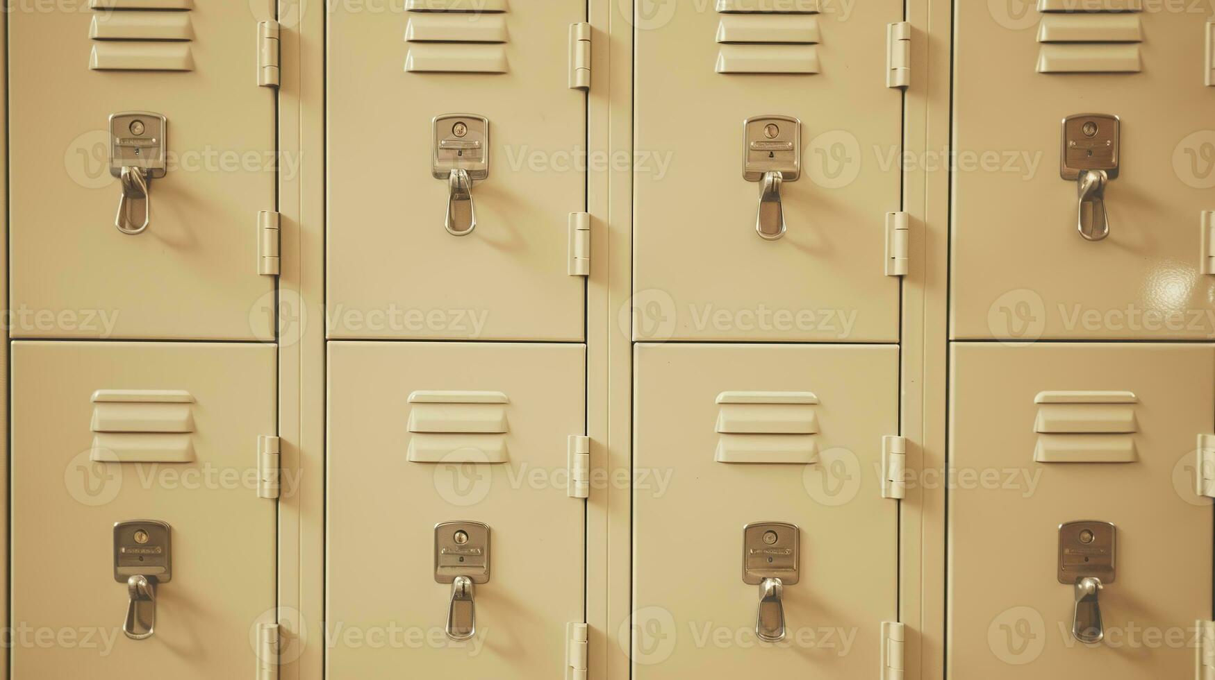 ai generado generativo ai, fila de alto colegio casilleros en el pasillo, armario habitación foto