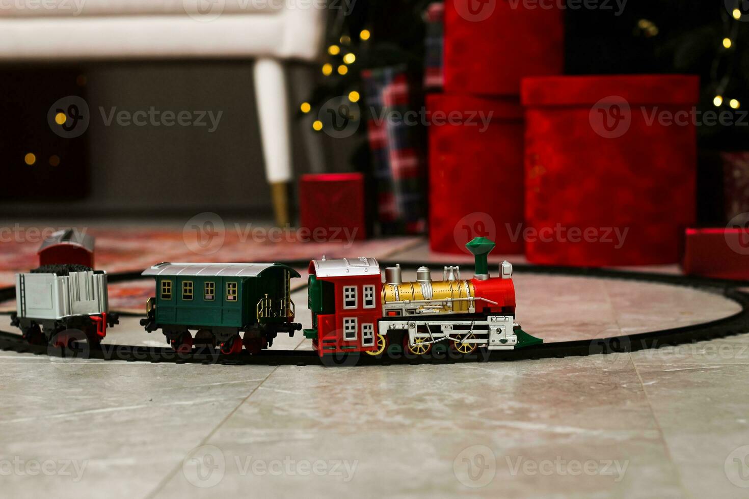 Christmas-themed toy railway, room decoration item photo