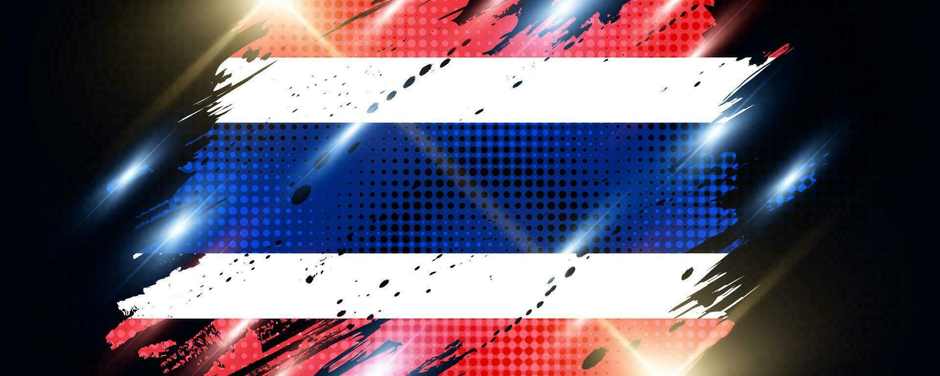 Thailand Flag in Brush Paint Style with Halftone and Shining Effect. National Thailand Flag vector
