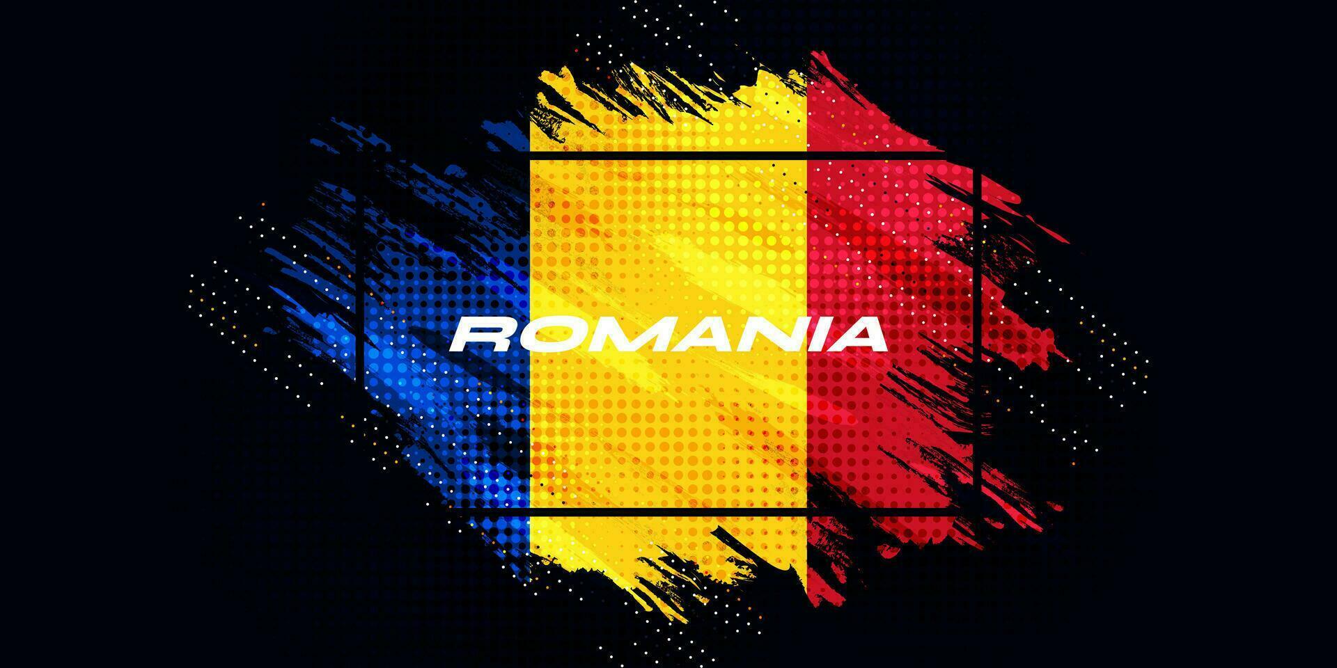 Romania  Flag with Brush Stroke Style Isolated on White Background. Flag of Romania vector