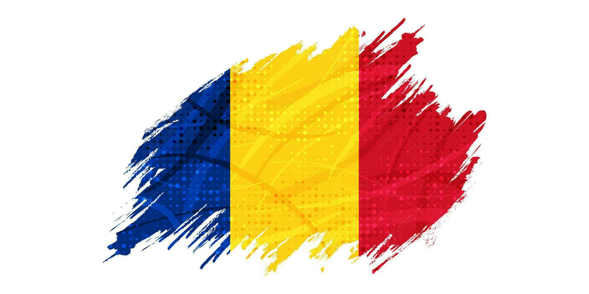 Romania  Flag with Brush Stroke Style Isolated on White Background. Flag of Romania vector