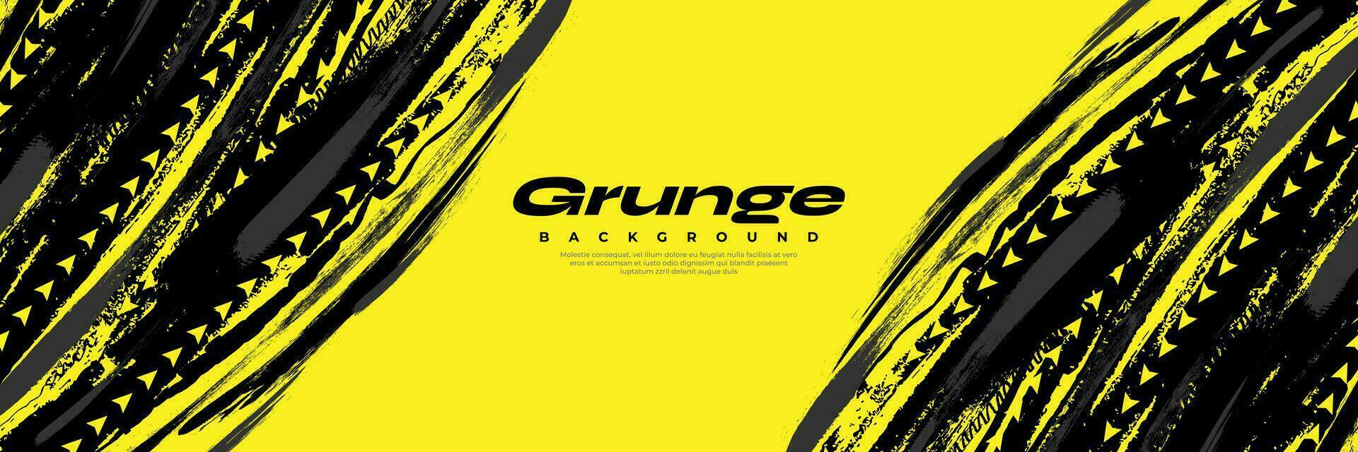 Black Grunge Brush Background with Arrow Isolated on Yellow Background. Sport Background. Scratch and Texture Elements For Design vector