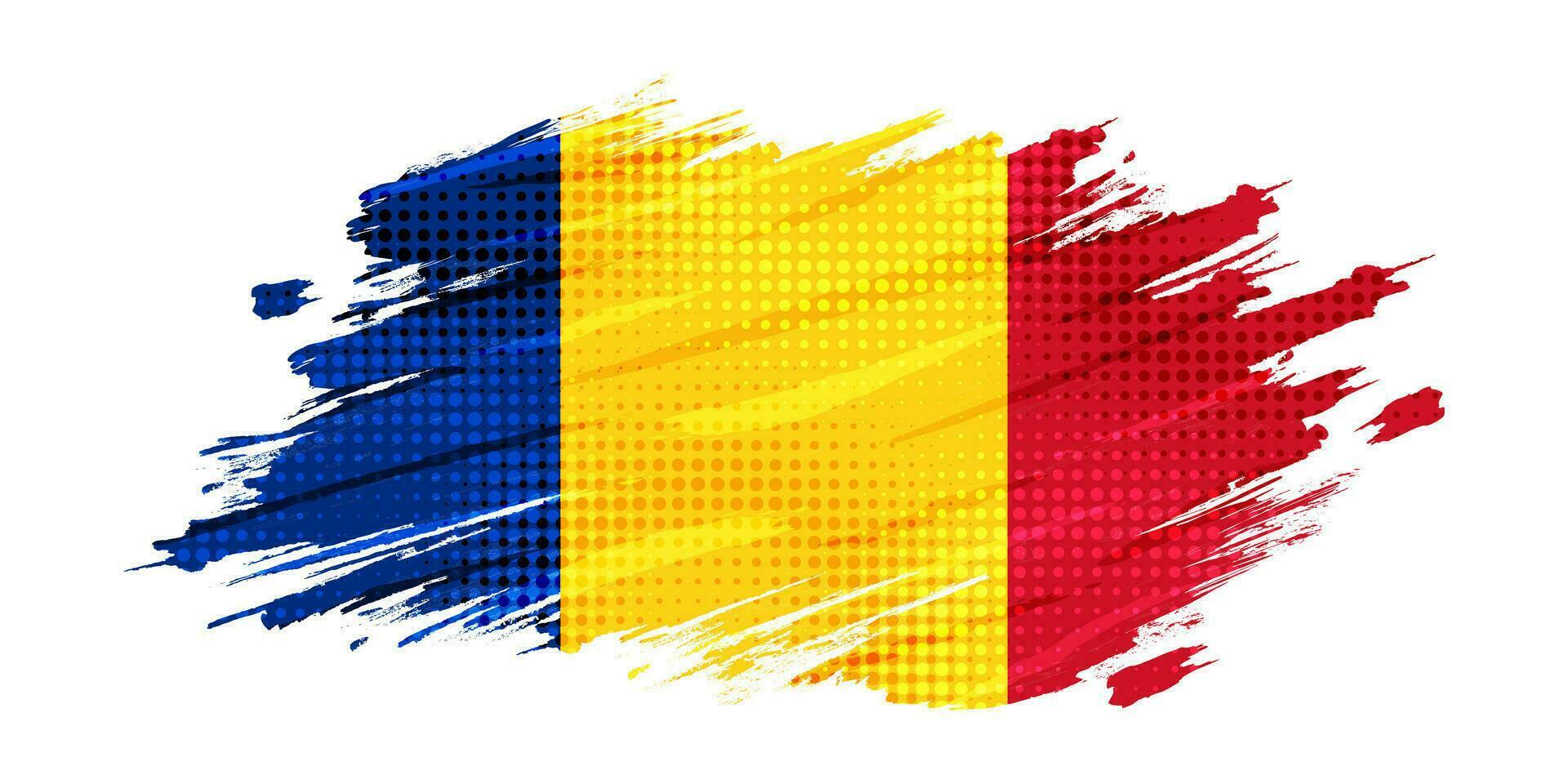 Romania  Flag with Brush Stroke Style Isolated on White Background. Flag of Romania vector