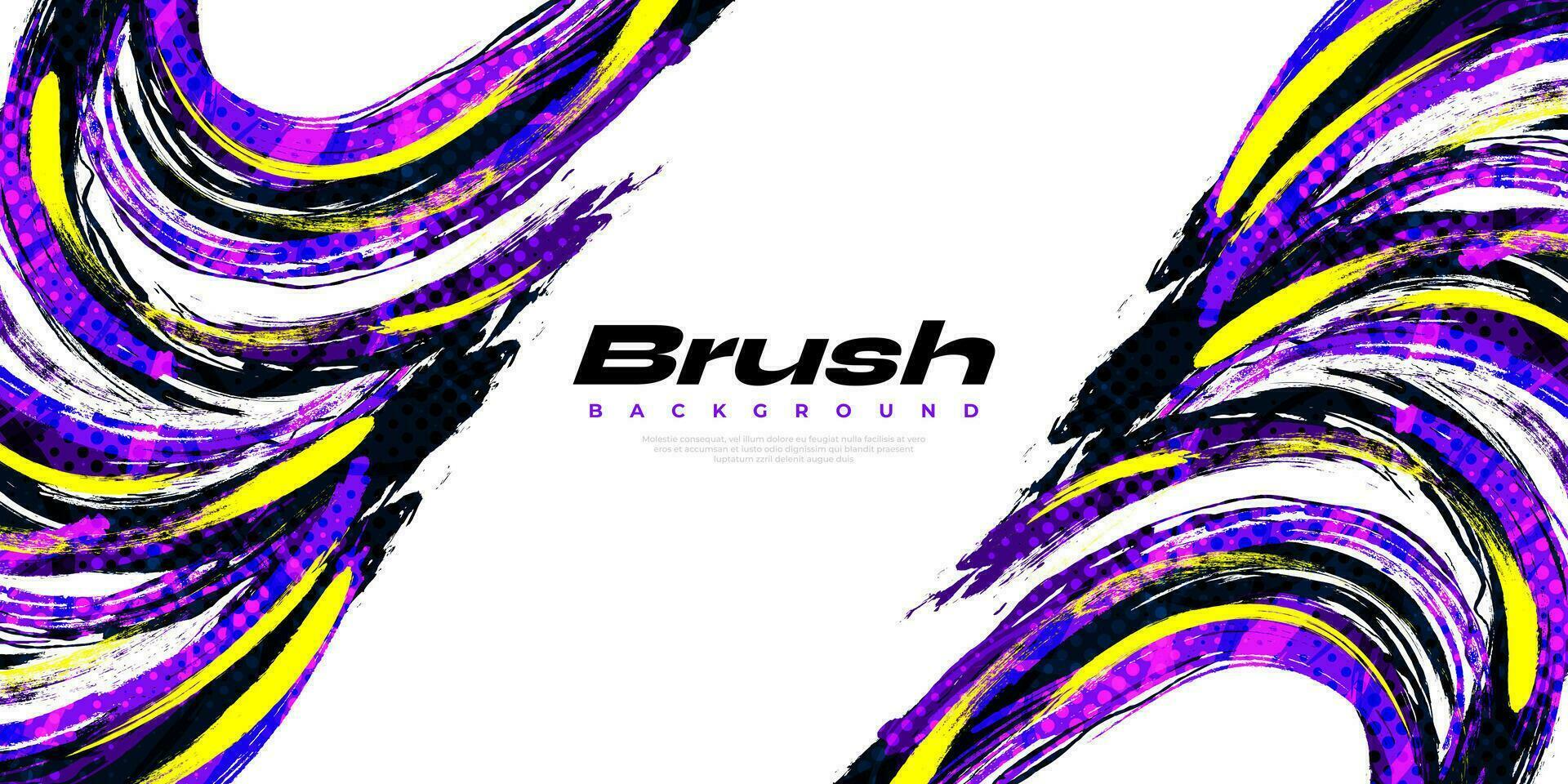 Abstract and Colorful Brush Background with Halftone Effect. Brush Stroke Illustration for Banner, Poster, or Sports Background. Scratch and Texture Elements For Design vector