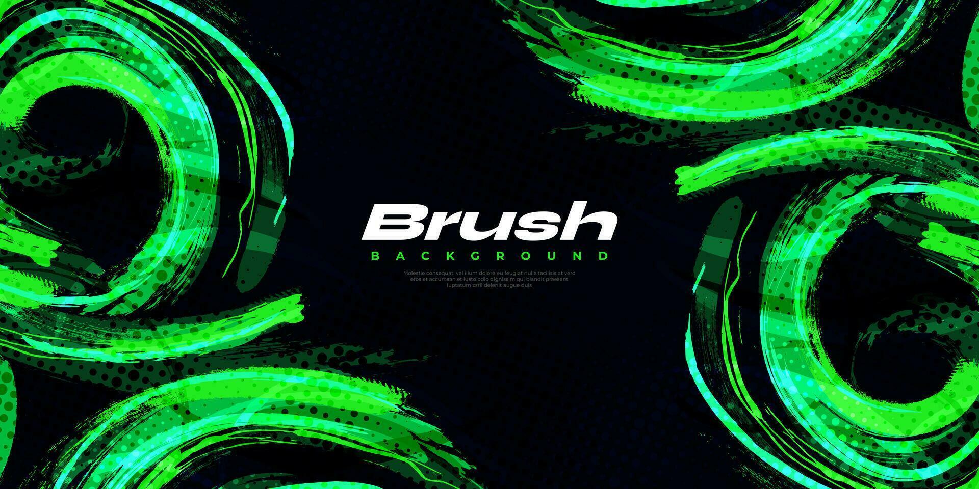 Green Brush Background with Halftone Effect. Sport Background with Grunge Style. Scratch and Texture Elements For Design vector