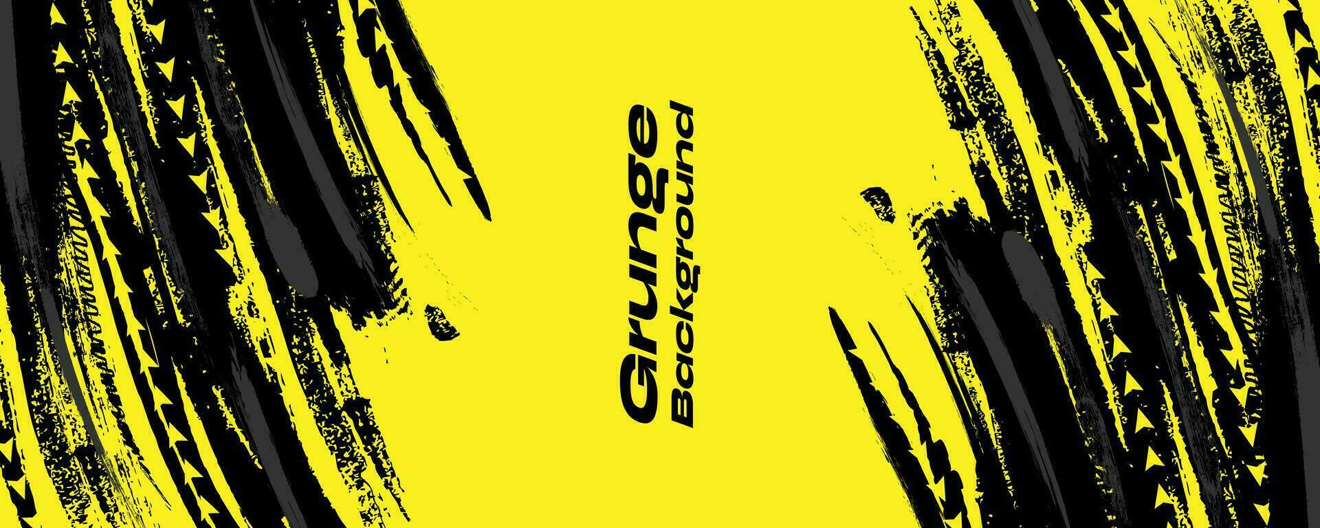 negro grunge cepillo antecedentes con flecha aislado en amarillo antecedentes. deporte antecedentes. rasguño y textura elementos para diseño vector