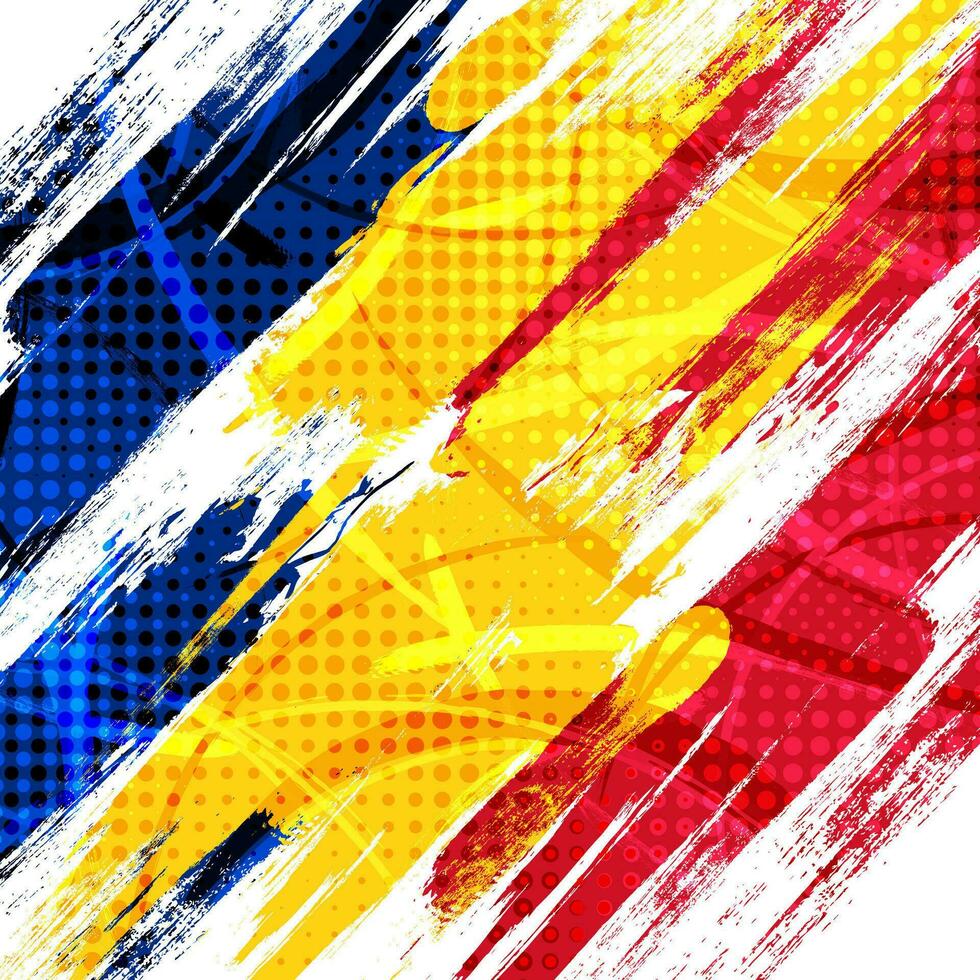 Rumania bandera con cepillo carrera estilo aislado en blanco antecedentes. bandera de Rumania vector