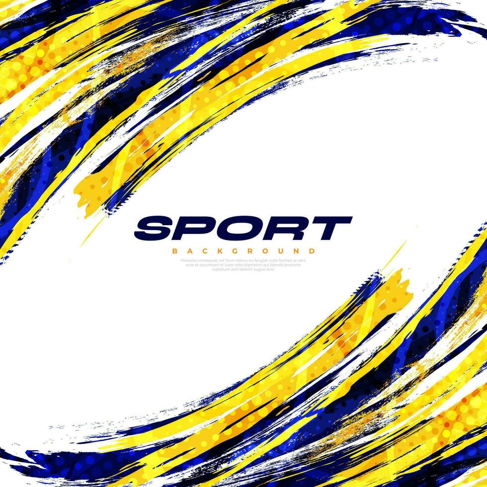 Abstract Blue and Yellow Brush Background with Halftone Effect. Sport