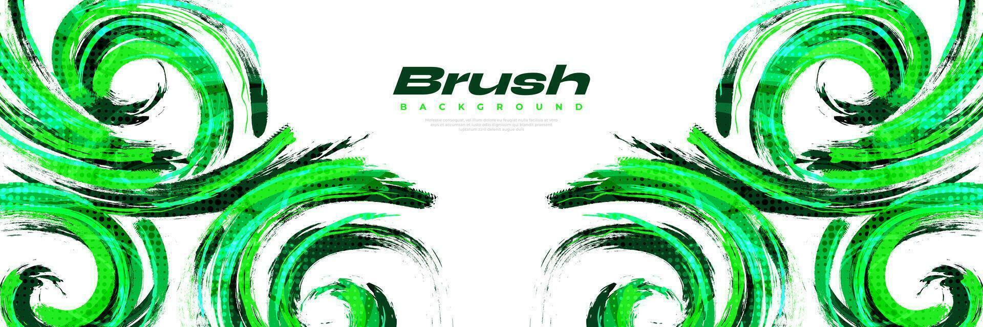 Green Brush Background with Halftone Effect. Sport Background with Grunge Style. Scratch and Texture Elements For Design vector