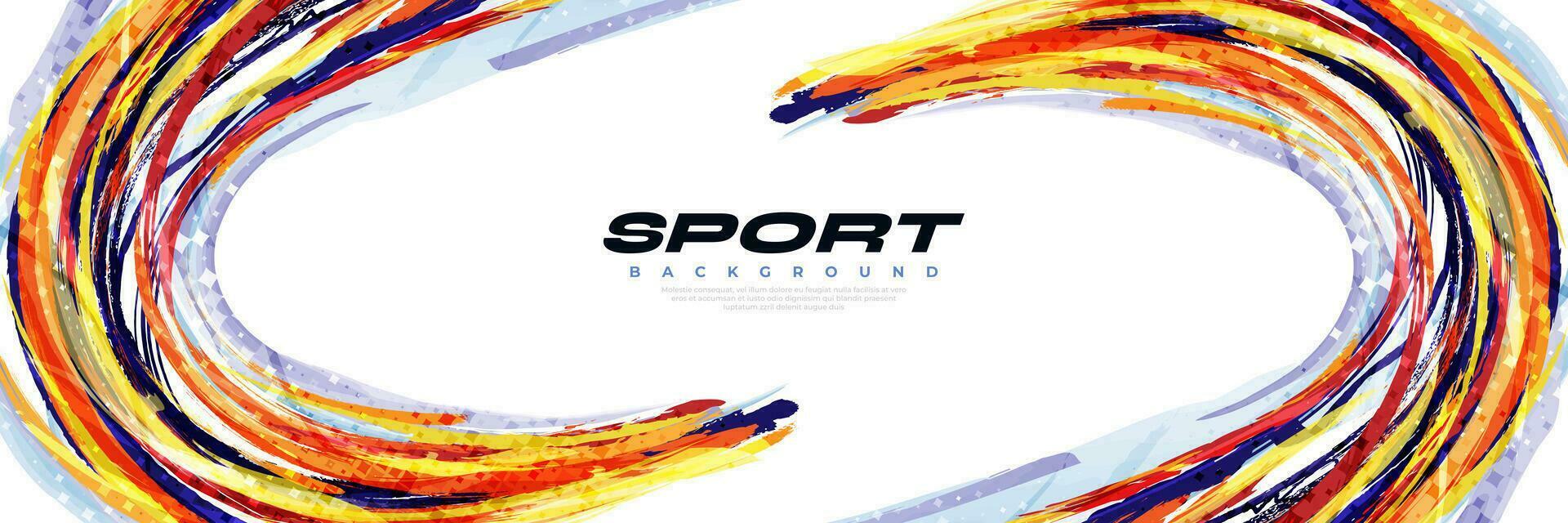 Colorful Brush Splash Background. Vibrant Grunge Background with Halftone Style. Sport Banner. Vector Illustration