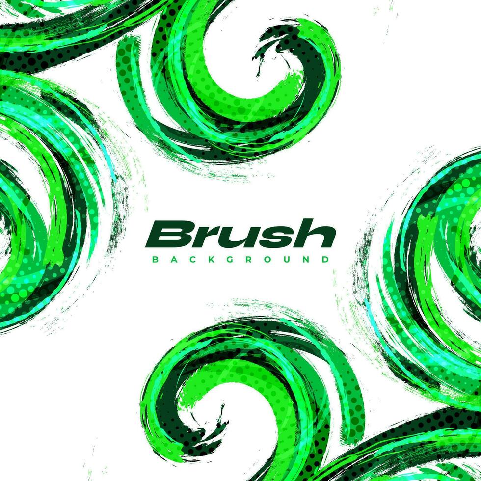 Green Brush Background with Halftone Effect. Sport Background with Grunge Style. Scratch and Texture Elements For Design vector