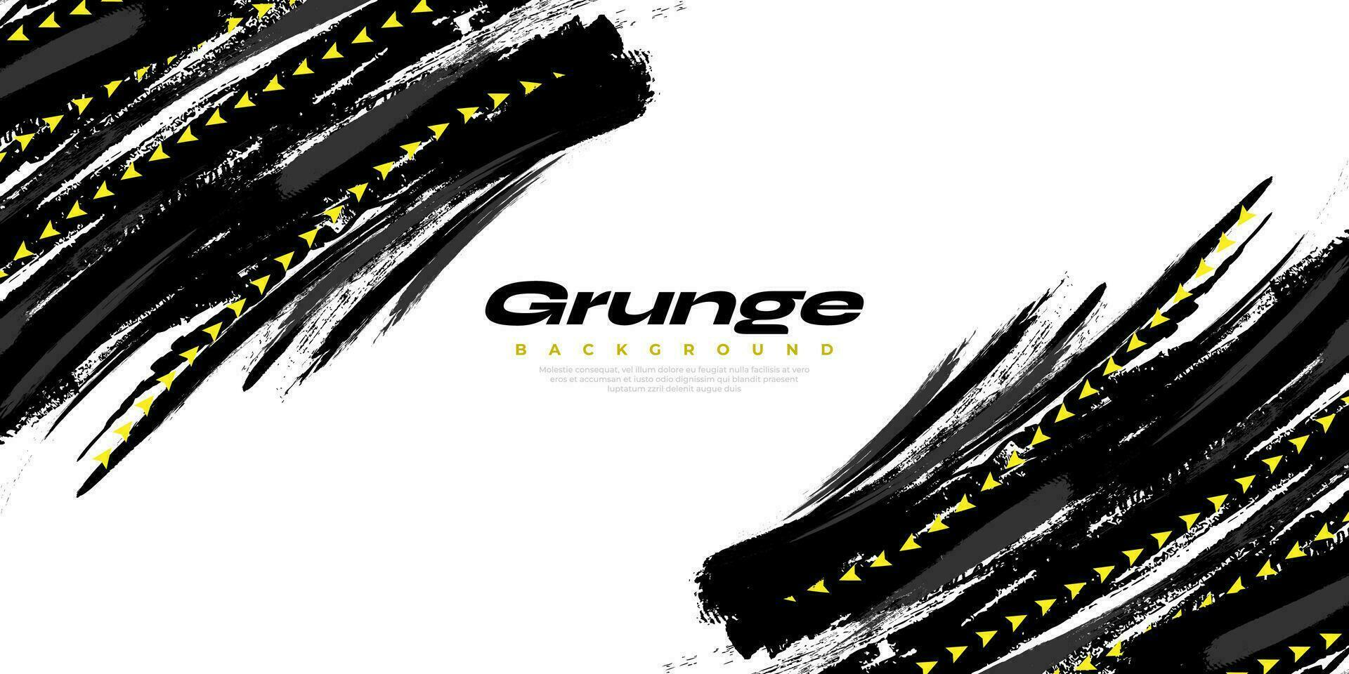 Black Grunge Brush Background with Yellow Arrow Isolated on White Background. Sport Background. Scratch and Texture Elements For Design vector
