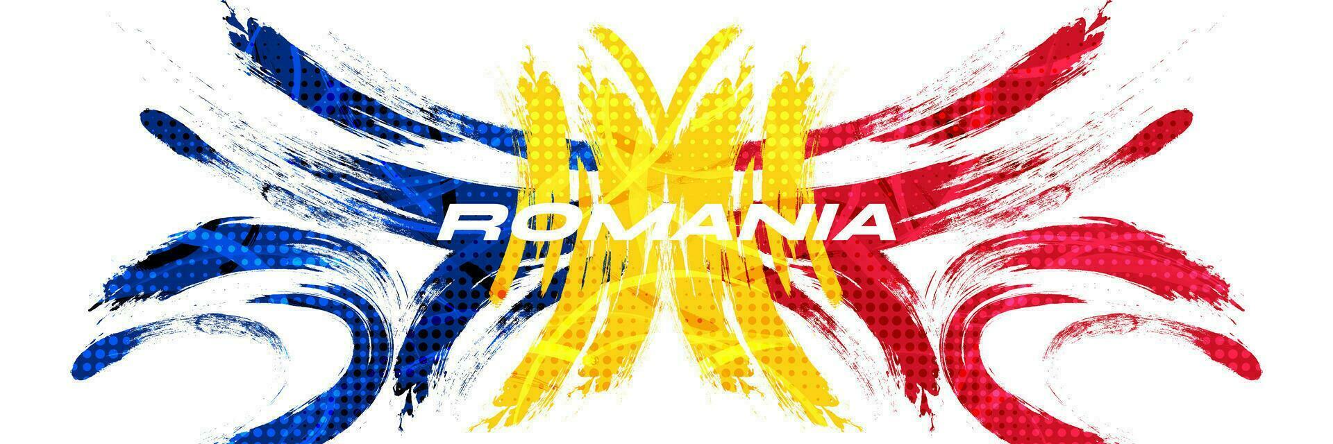 Romania  Flag with Brush Stroke Style Isolated on White Background. Flag of Romania vector