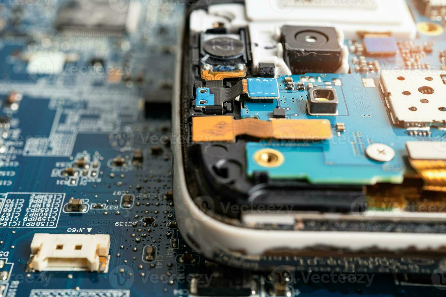 Repairing and upgrade mobile phone, electronic, computer hardware and technology concept. photo