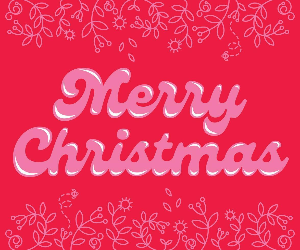 Merry Christmas Pink Flowers vector