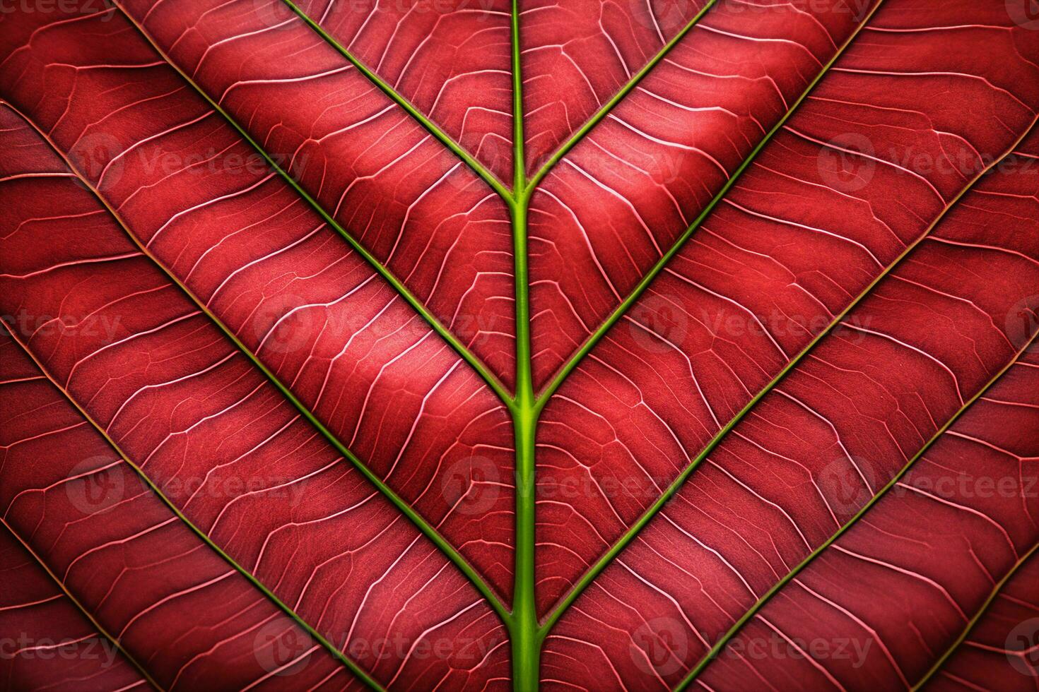 abstract red striped of foliage from nature, detail of leaf textured background. generative ai. photo