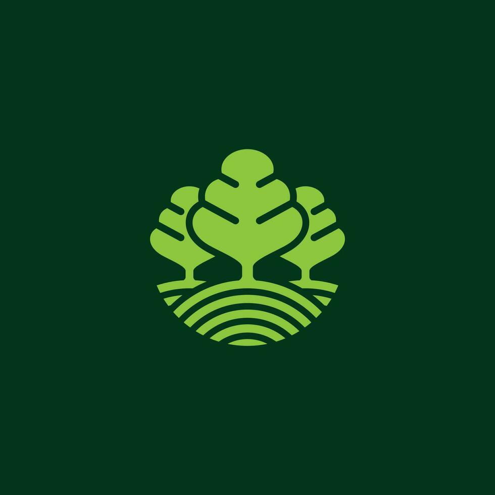 Green organic triple Tree logotype icon symbol vector