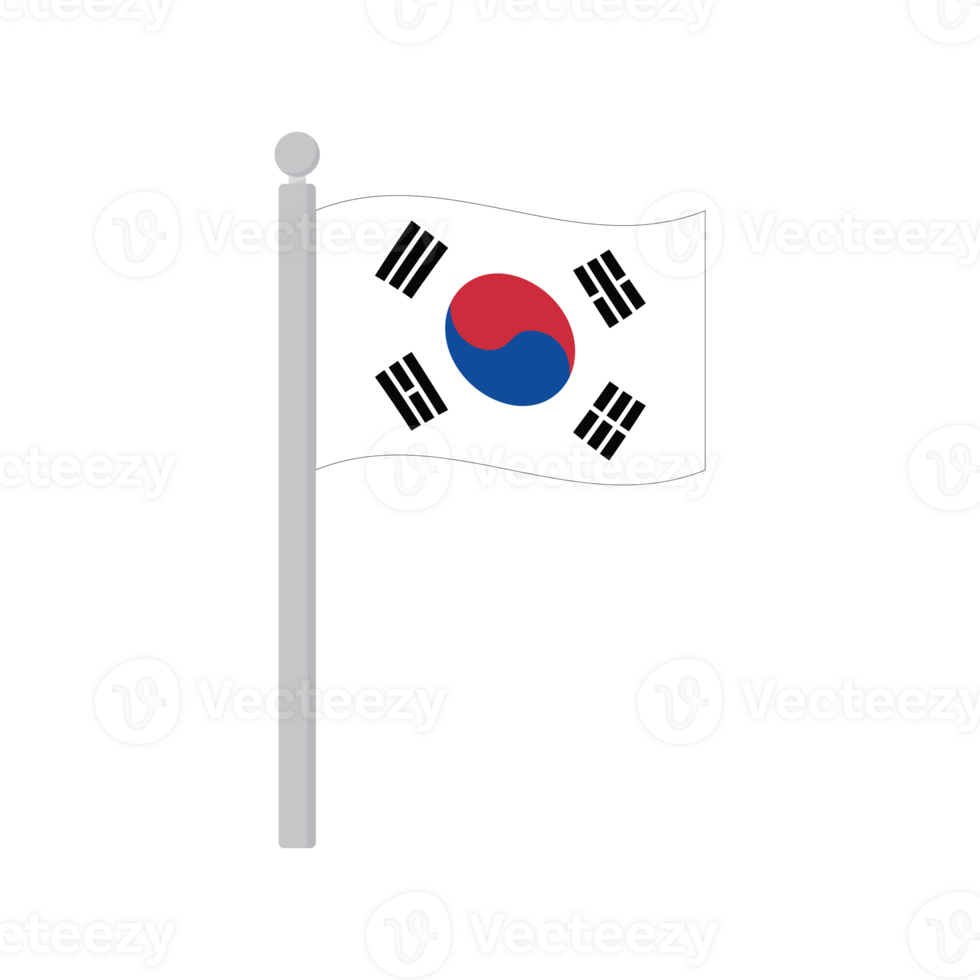 bandiera di Sud Corea su pennone isolato png