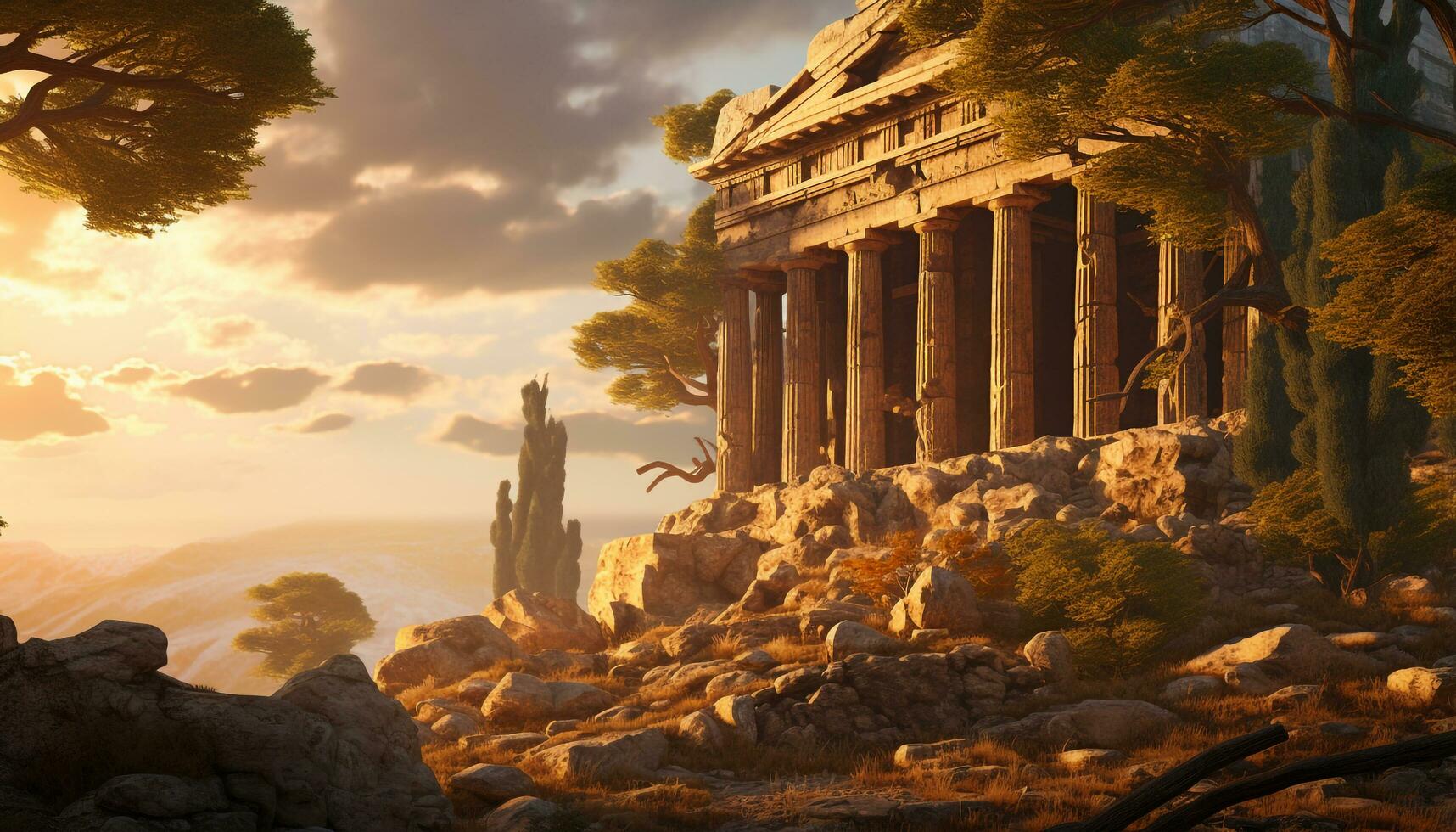 AI generated Ancient Greek temple photo