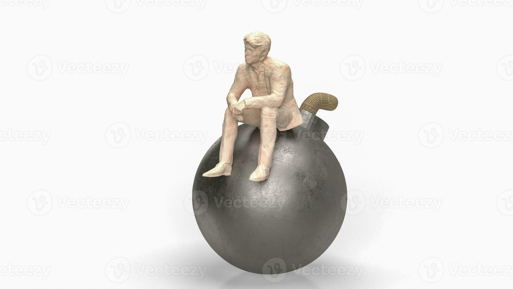 The man siting on Bomb for Business crisis concept 3d rendering photo