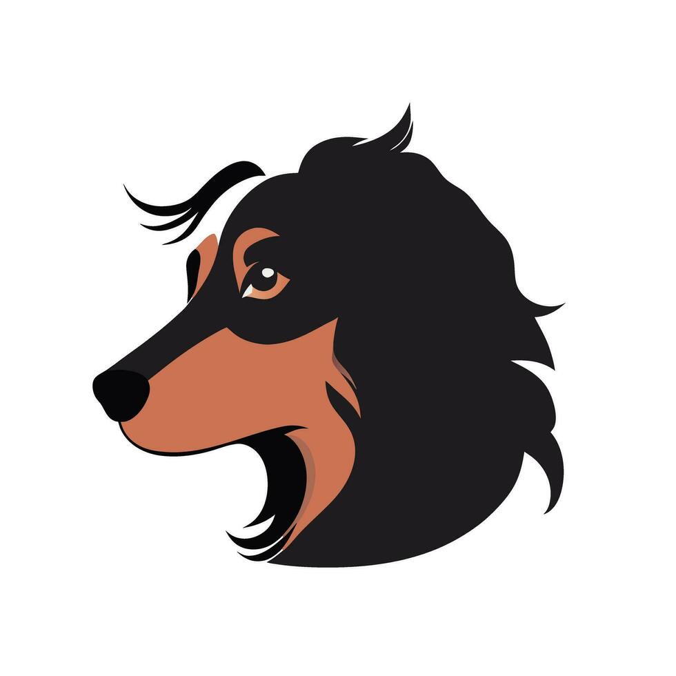 Profile of a dog's head in flat style. Portrait of a pet on a beige background, vector illustration.