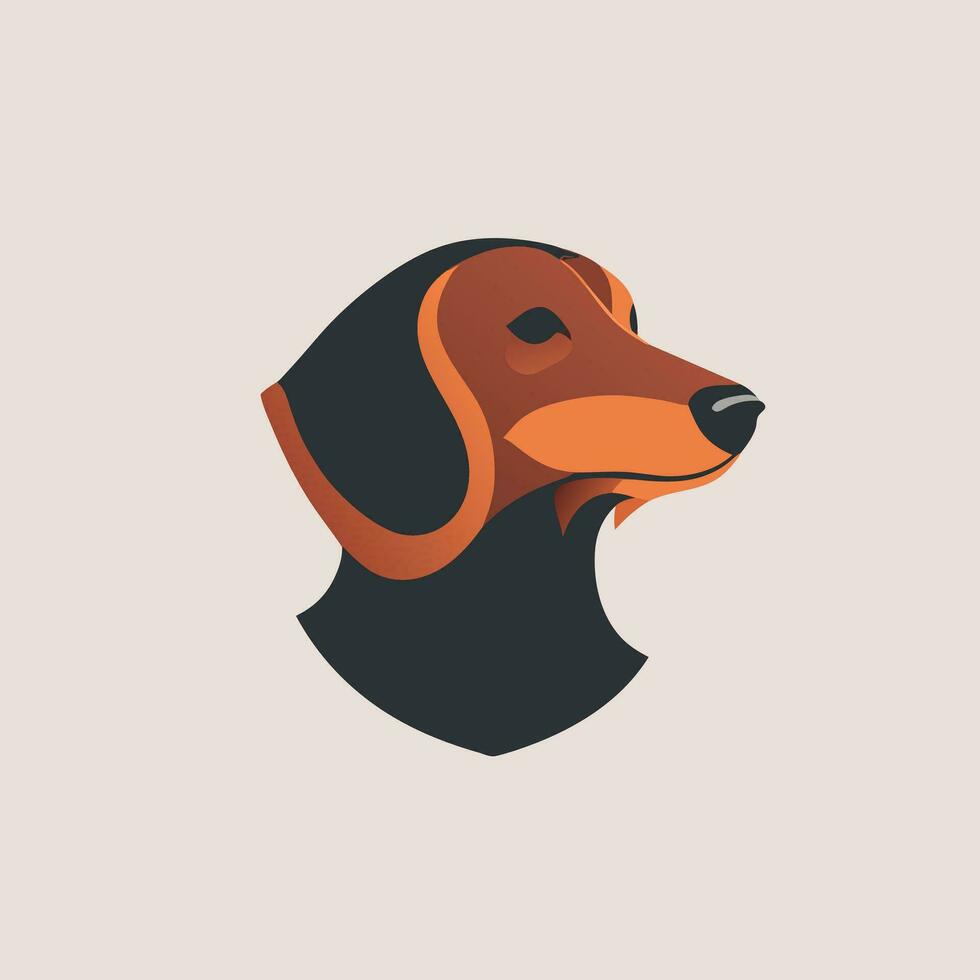 perfil de un perros cabeza en plano estilo. retrato de un mascota en un beige fondo, vector ilustración.