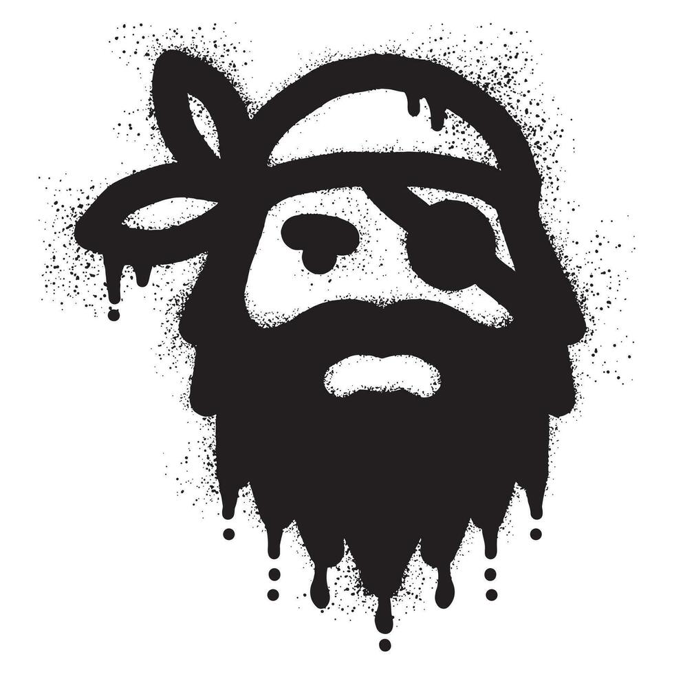 pirate graffiti wearing a bandanna with sprayed paint vector