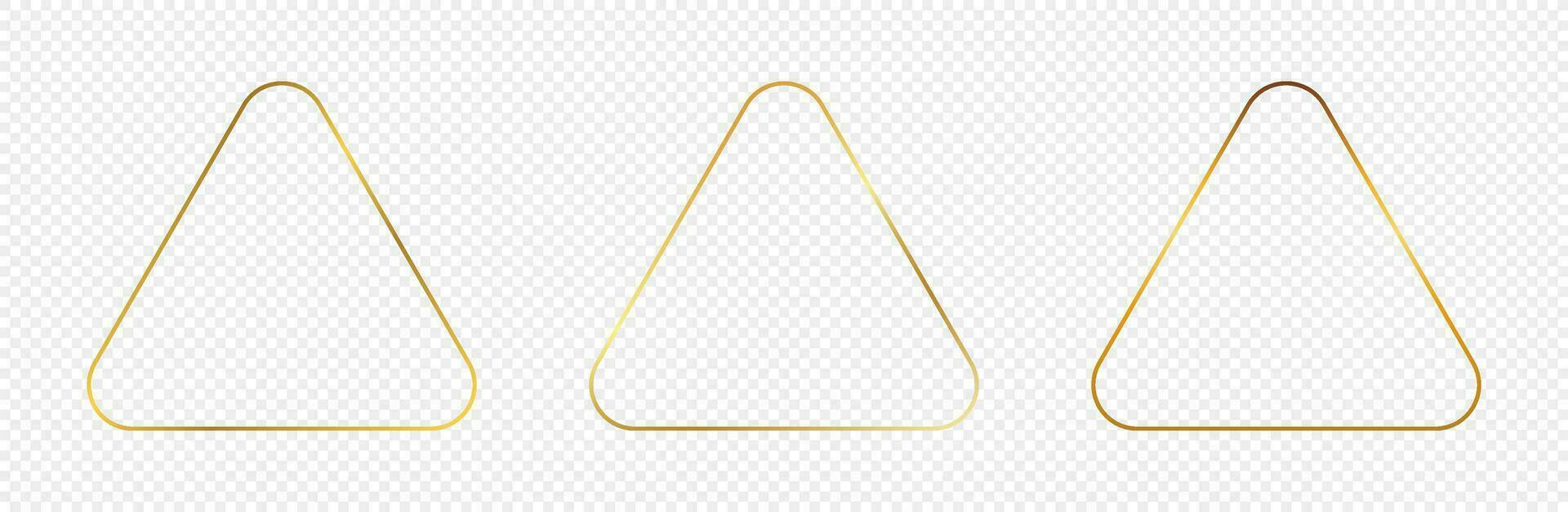 Gold glowing rounded triangle frame vector