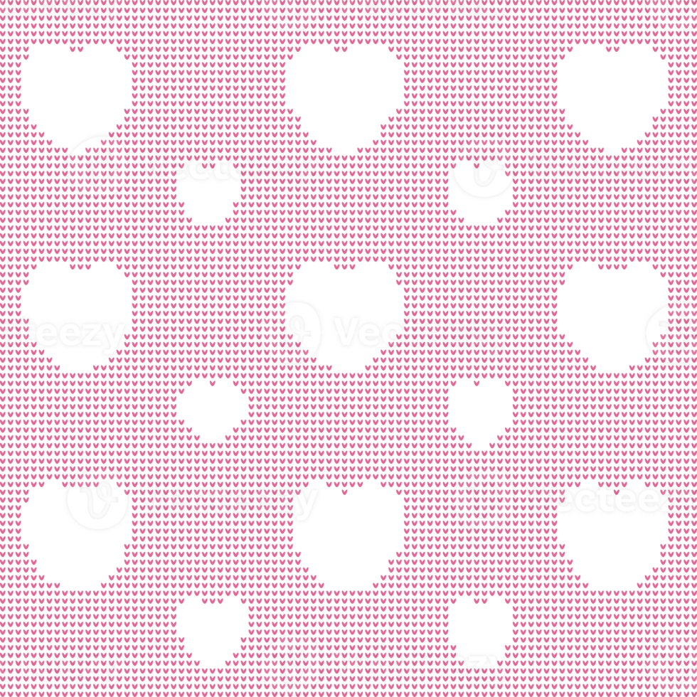 knitted pattern. Hearts on pink background png