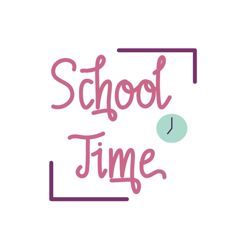 Hand Lettering Of School Time vector