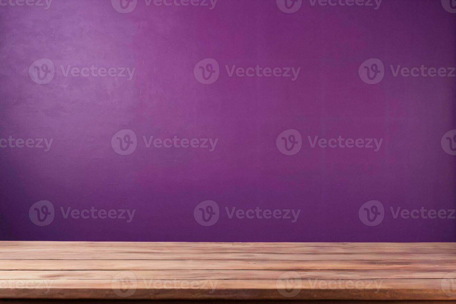 AI generated Empty Wooden Table with Purple Wall Background AI Generated photo