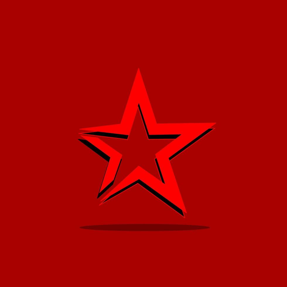 Star icon in flat style. Red star vector illustration on red background.